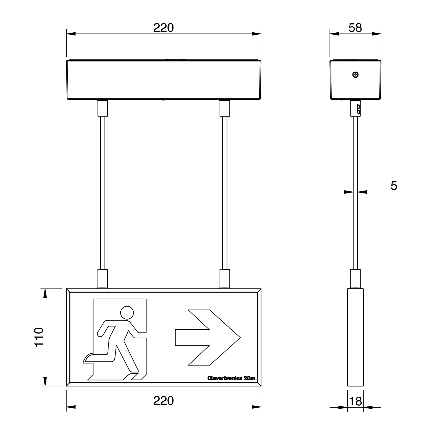 form 20m exit ceiling mount rod suspended